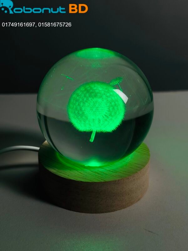 3D Crystal Ball – Dandelion (7 Color Base) - Image 5