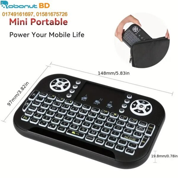 GearUP MK20 2.4GHz + Wireless Dual Mode RGB Backlit Rechargeable Mini Portable Keyboard With Touchpad - Image 8