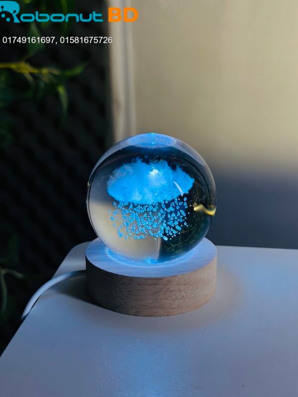 3D Crystal Ball – Rain Cloud (7 Color Base) - Image 6