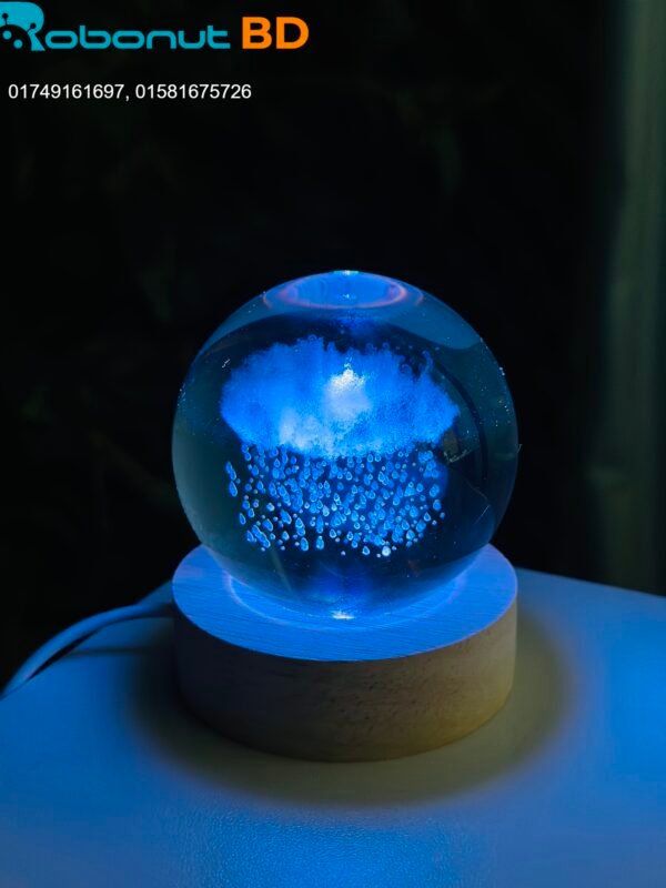 3D Crystal Ball – Rain Cloud (7 Color Base) - Image 3