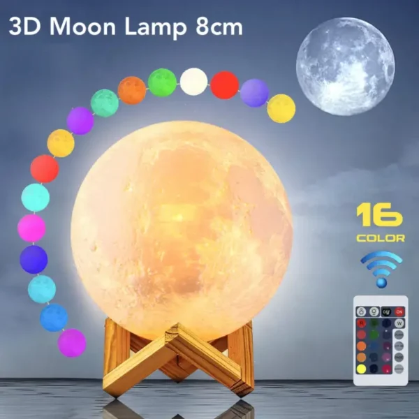 Rechargeable 3D Moon Lamp With Remote 8cm - Image 8