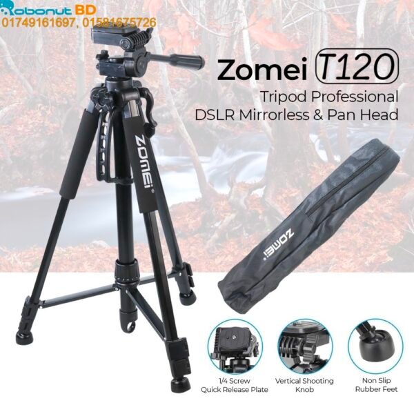 Zomei T120 Mobile & DSLR Tripod-Professional Series (Without Mobile Holder)